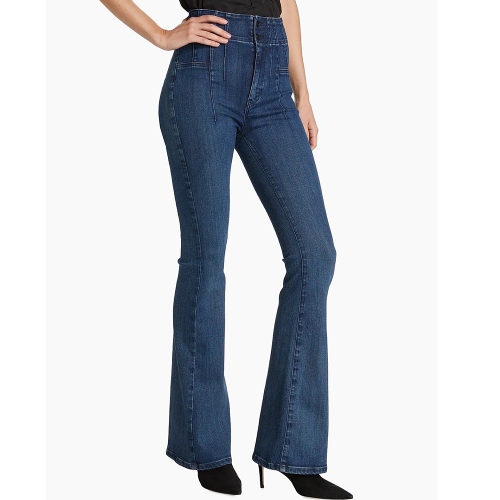 Free People Jayde Flare Jeans 30 High Waist Seamed Denim Boho 70s Style Retro
